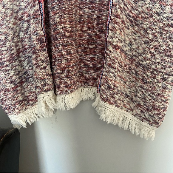 Westbound Sz 2X Muted Multicolor Knit Shawl Cardigan Poncho Fringed Tribal Trim - Picture 3 of 10
